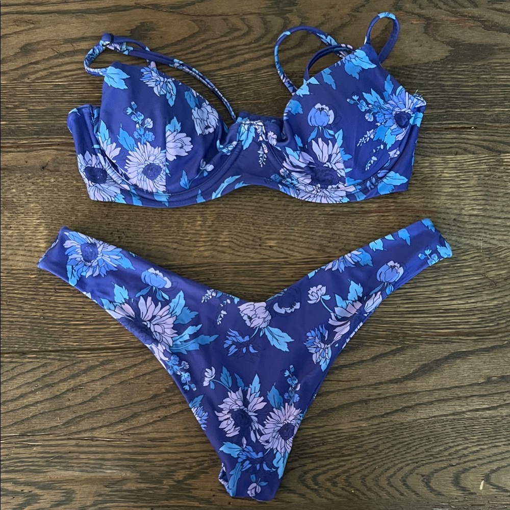 Floral Blue Bikini Set